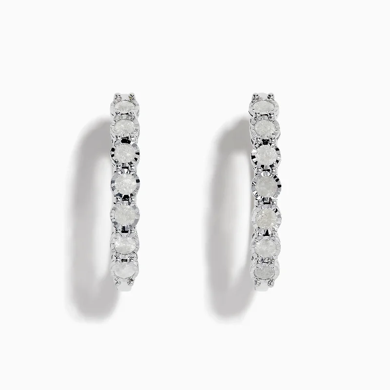 Ladies Inspirational Earrings -925 Silver Diamond Hoop Earrings