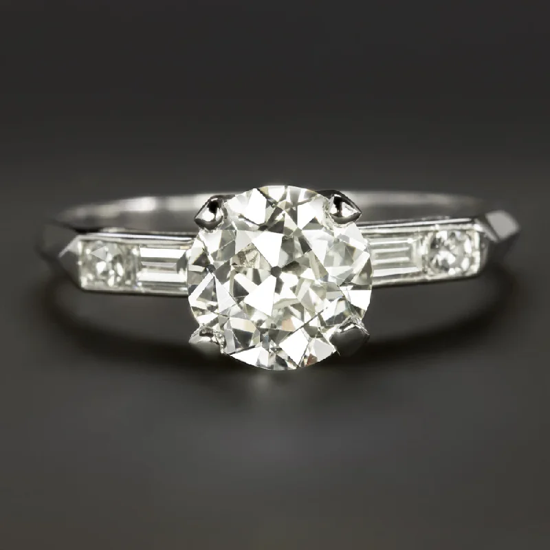 Harmony Engagement Rings -1.21ct VINTAGE DIAMOND ENGAGEMENT RING CERTIFIED G SI1 OLD EUROPEAN CUT PLATINUM