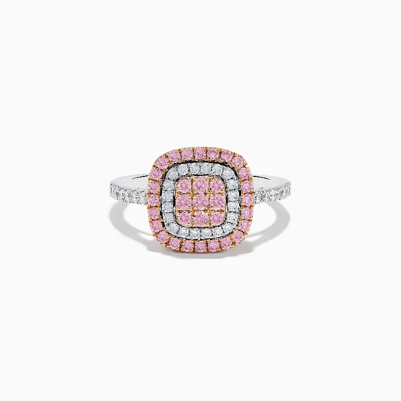 moissanite women's rings -14K Two-Tone Pink and White Diamond Ring