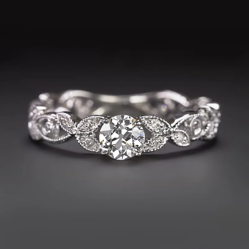 Braided Band Engagement Rings -OLD EUROPEAN CUT DIAMOND ENGAGEMENT RING D SI2 VINTAGE STYLE FLORAL VINE NATURAL