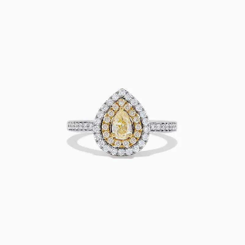 oversized women's rings -Canare 14K Two Tone Gold Yellow and White Diamond Ring