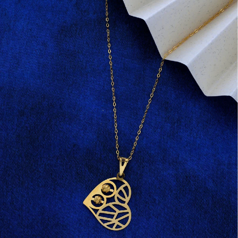 Ladies Sister Necklaces -infinity necklaces for women -Gold Necklace (Chain Heart Shaped with Stud Ball Pendant) 21KT - FKJNKL21KM9569