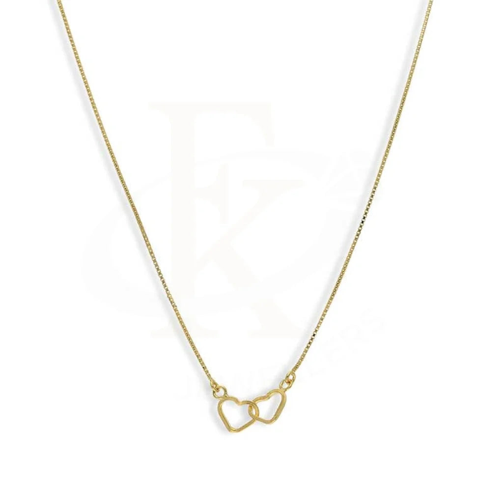 Ladies Thin Necklaces -couple necklaces for lovers -Gold Twin Hearts Necklace 18KT - FKJNKL18K3124