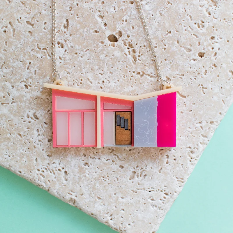 cocktail women's rings -Palm Springs Pink Mid Century House Necklace