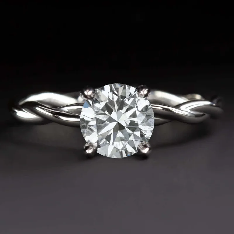 14K Gold Engagement Rings -1.17ct F-G SI VERY GOOD CUT DIAMOND ENGAGEMENT RING ROUND BRILLIANT SOLITAIRE