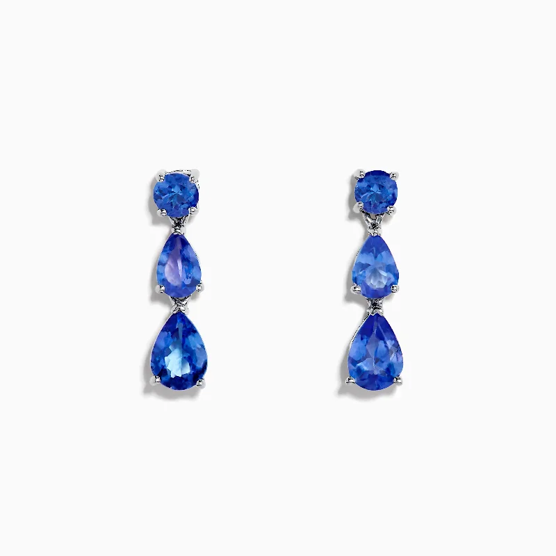 Ladies Handmade Earrings -Nahla Siri 925 Silver Tanzanite Drop Earrings