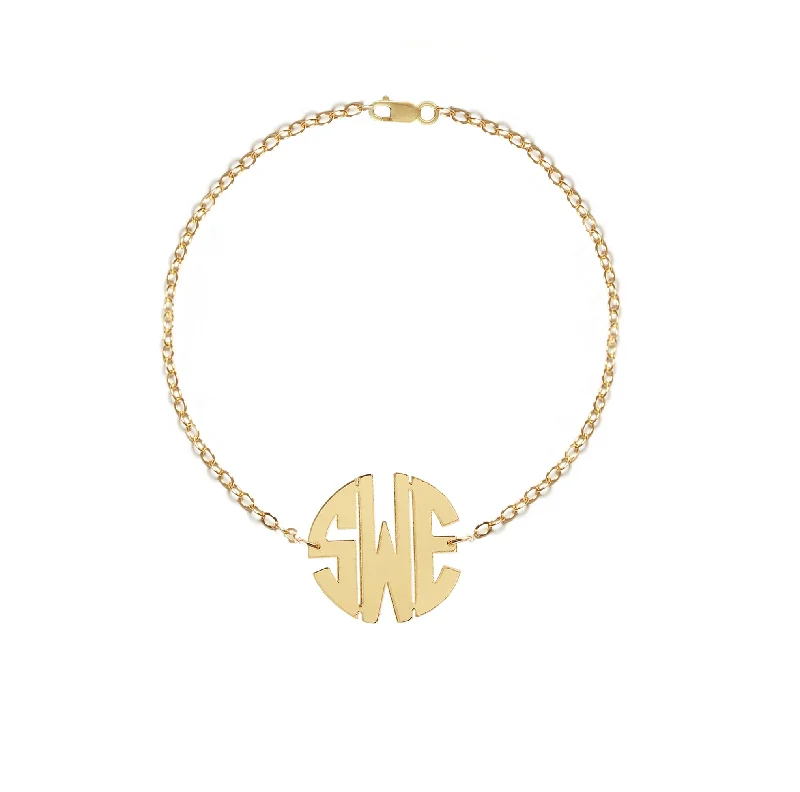 Ladies Bracelets Wave Charm-Monogram Block Bracelet