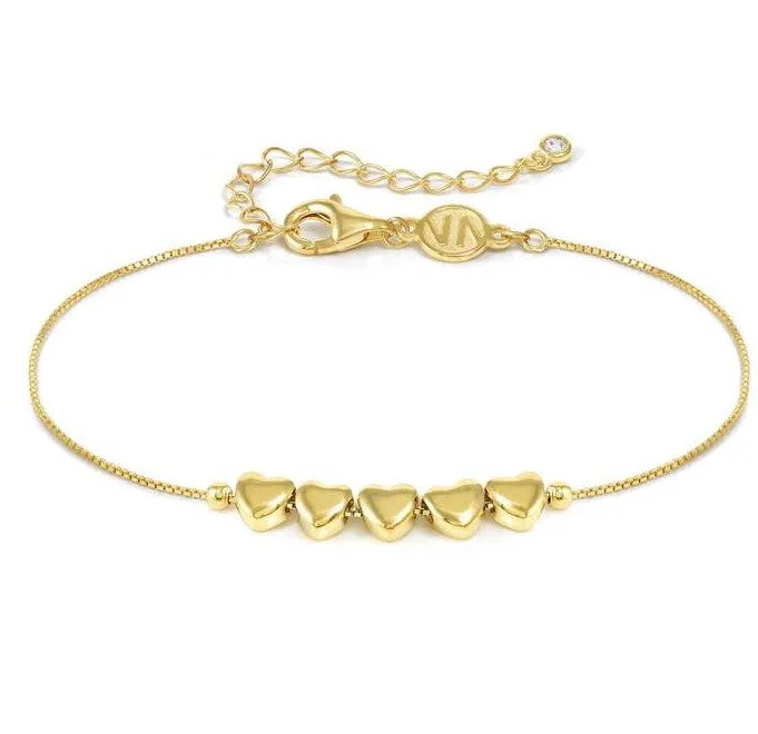 Ladies Bracelets for Holidays-Nomination Gold Vermeil Cubic Zirconia 5 Heart Bracelet