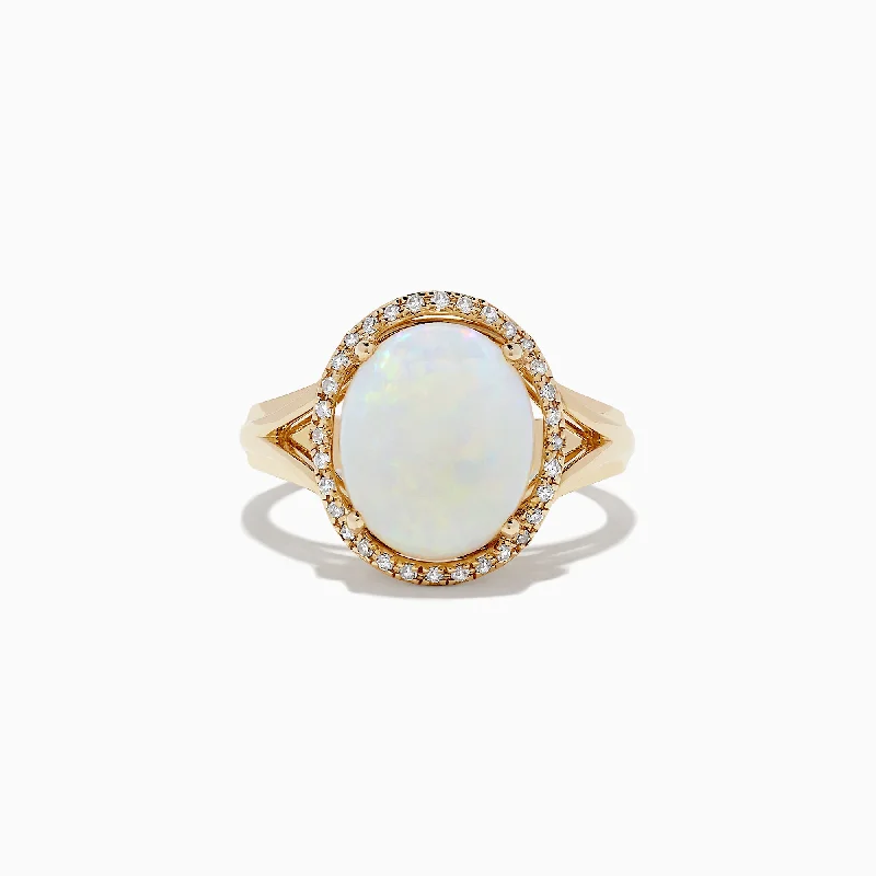 channel set women's rings -Aurora 14K Yellow Gold Opal and Diamond Ring, 2.64 TCW