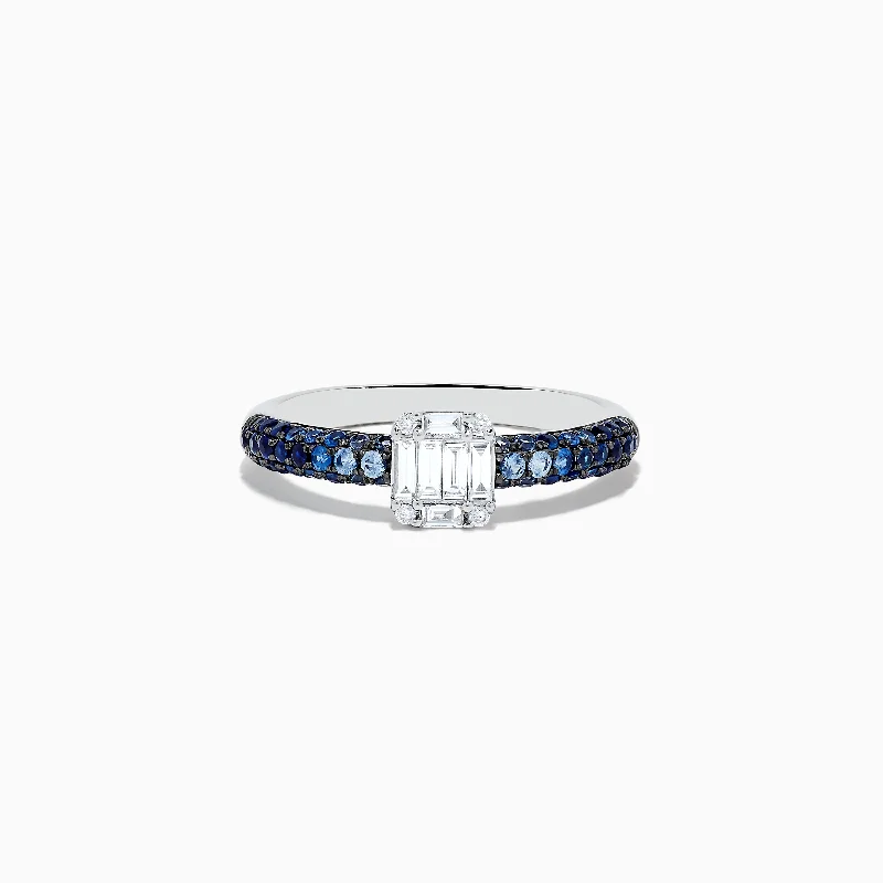 antique women's rings -Royale Bleu 14K White Gold Sapphire and Diamond Ring