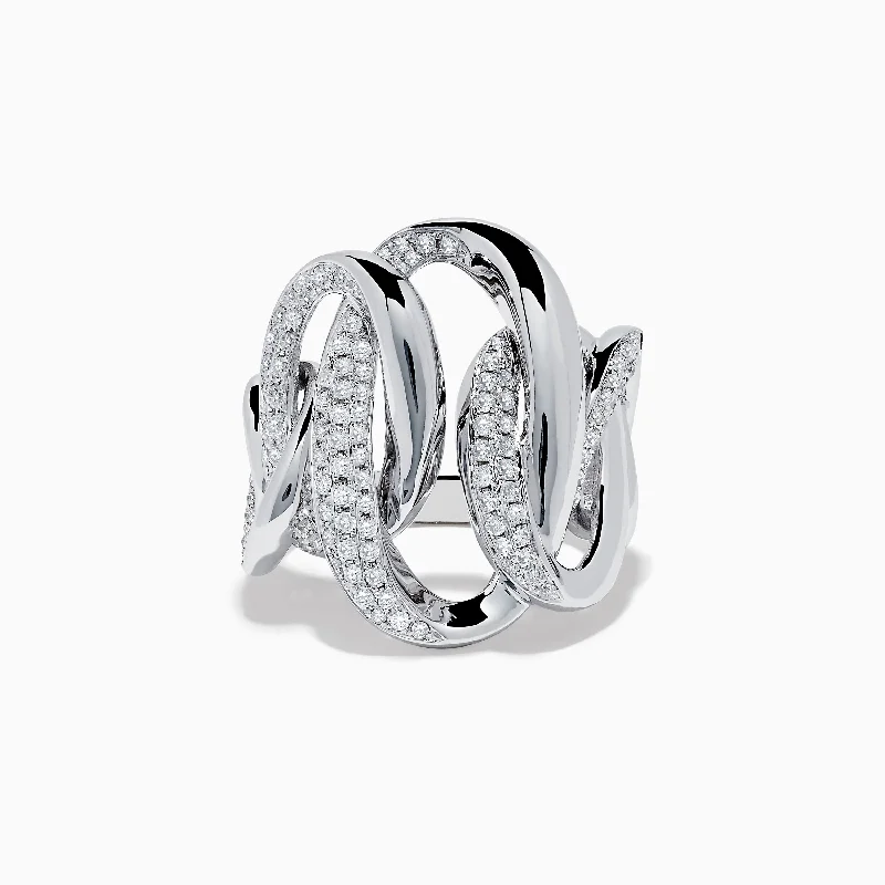 trendy women's rings -Pave Classica 14K White Gold Diamond Statement Ring