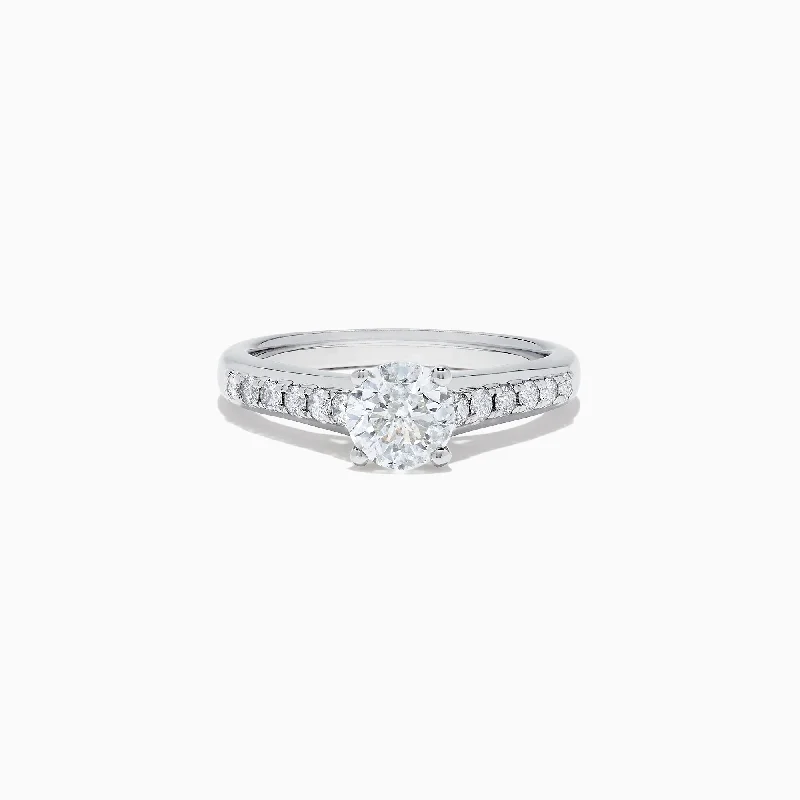 topaz women's rings -Bridal 18K White Gold Diamond Solitaire Ring, 1.24 TCW