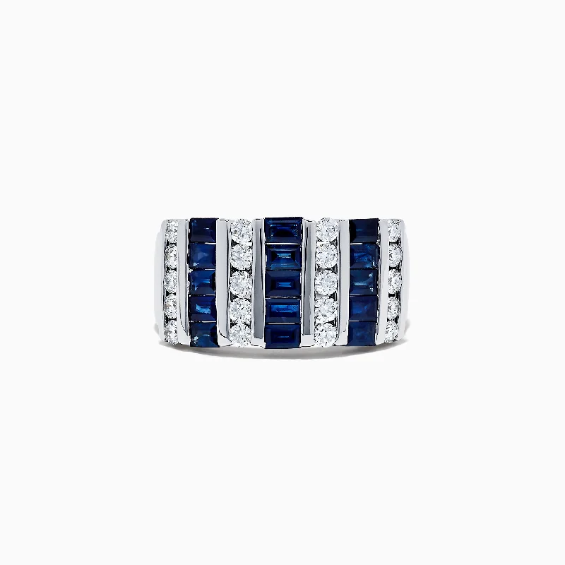 initial women's rings -Royale Bleu 14K White Gold Sapphire and Diamond Ring, 2.04 TCW