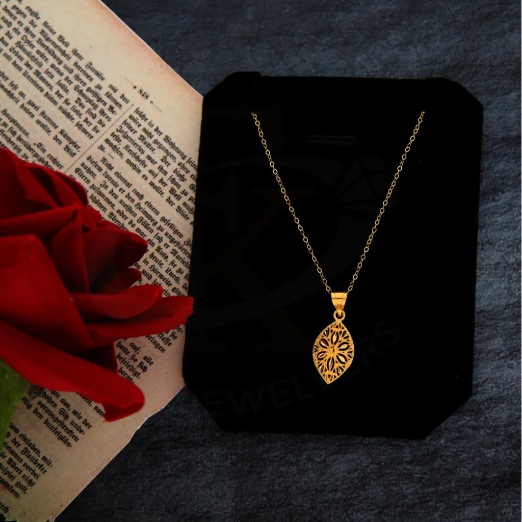 Ladies 18K Gold Necklaces -beach necklaces for vacations -Gold Necklace (Chain with Marquise Shaped Pendant) 21KT - FKJNKL21KM8401