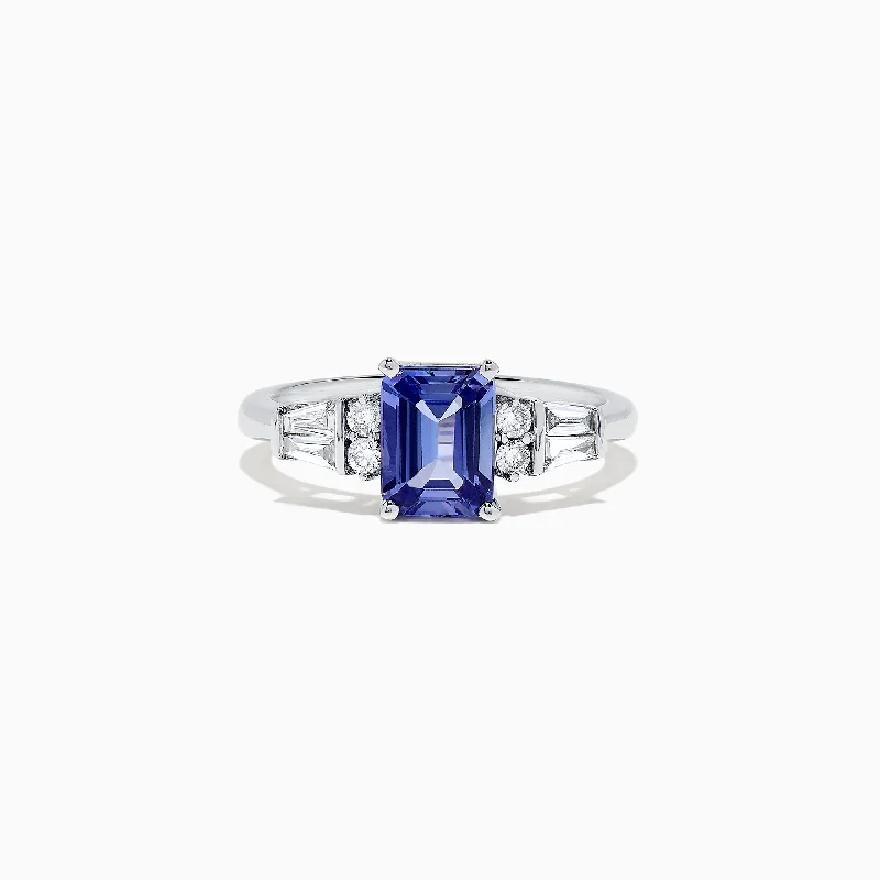 vintage women's rings -Nahla Siri 14K White Gold Tanzanite and Diamond Ring, 1.51 TCW