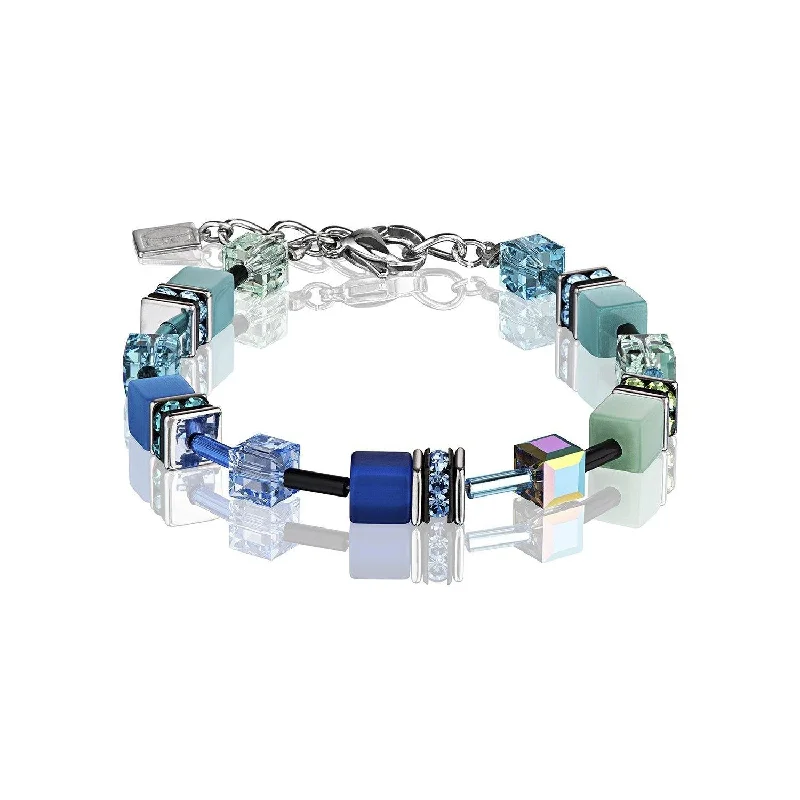 Ladies Bracelets for Daily Wear-Coeur De Lion Blue Green Swarovski® Crystals GeoCUBE® Bracelet