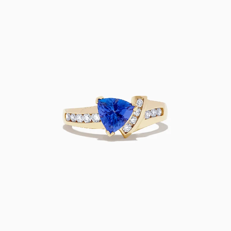 cocktail women's rings -Nahla Siri 14K Yellow Gold Tanzanite and Diamond Ring, 1.40 TCW