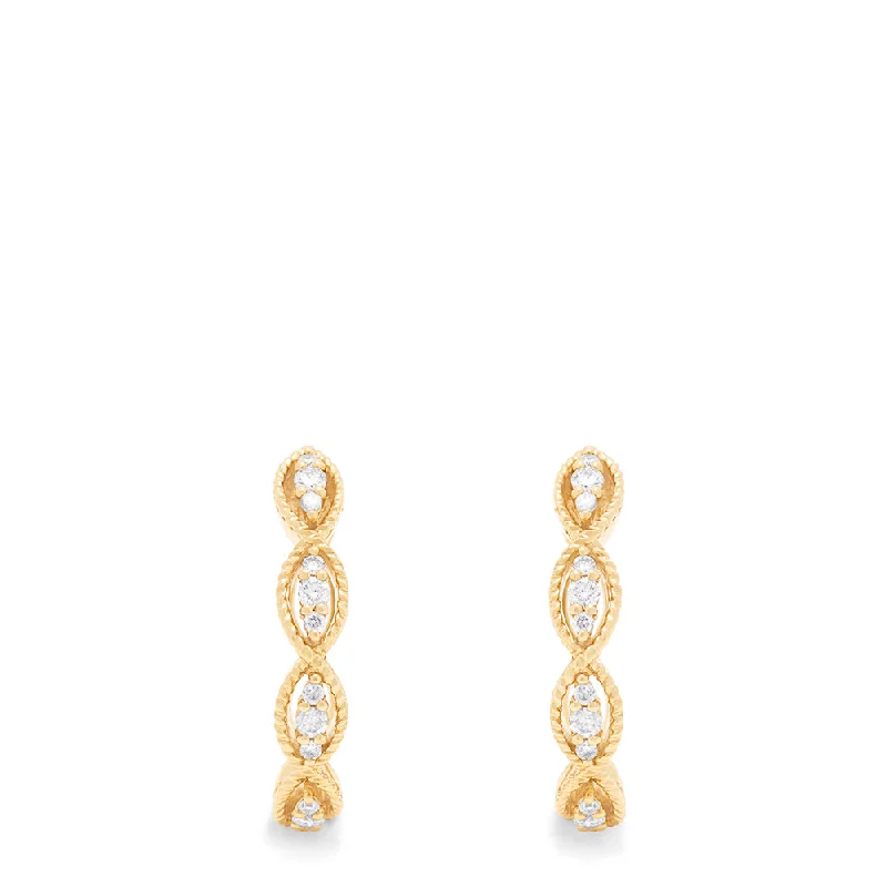 Ladies Dangle Earrings -D'Oro 14K Yellow Gold Diamond Hoop Earrings, 0.31 TCW