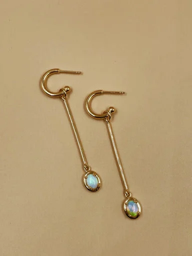 Ladies Confidence Earrings -Nova Opal Bar Charm Earrings