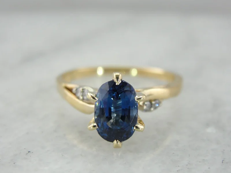 Blue Engagement Rings -Sapphire Engagement Ring with Diamond Accents