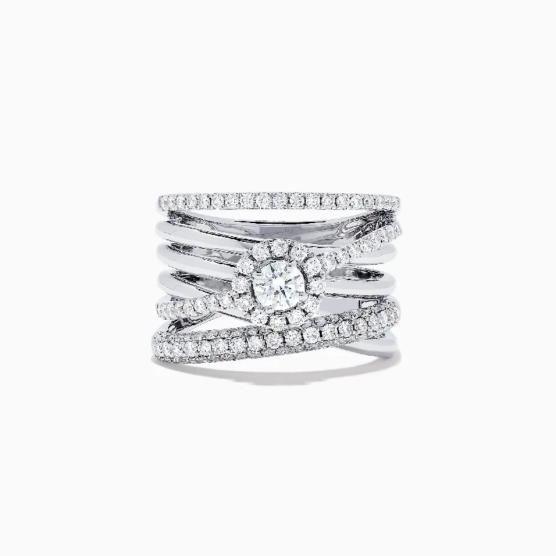 good luck women's rings -Pave Classica 14K White Gold Diamond Ring, 1.12 TCW