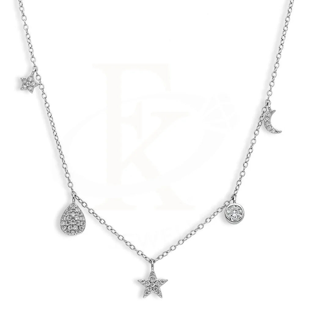 Ladies Astrology Necklaces -oversized necklaces for women -Sterling Silver 925 Hanging Stars and Pears Necklace - FKJNKLSL2617