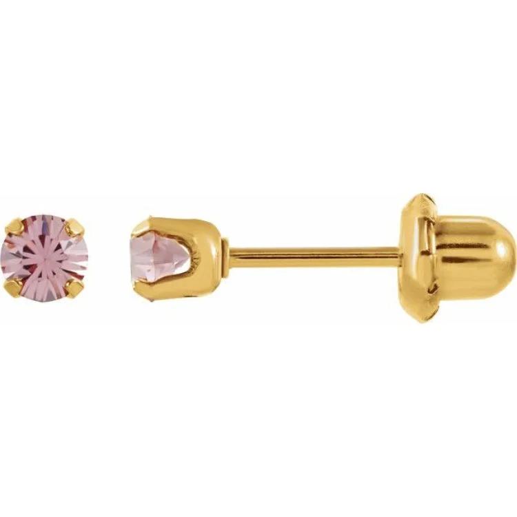 Ladies Geometric Earrings -24K Gold-Plated Stainless Steel Imitation Alexandrite Inverness® Piercing Earrings