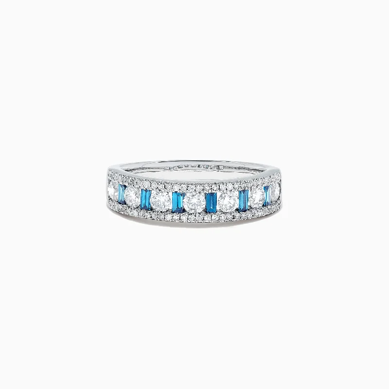 antique women's rings -Bella Bleu 14K White Gold Blue and White Diamond Ring, 0.97 TCW