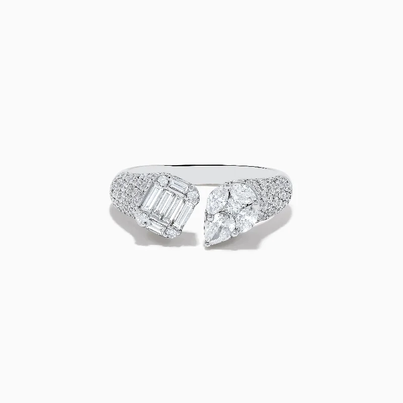 handcrafted gemstone women's rings -Pave Classica 14k White Gold Toi Et Moi Diamond Ring 1.49 TCW