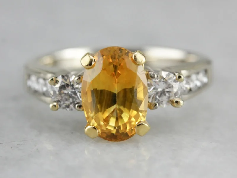 Twisted Band Engagement Rings -Modern Yellow Sapphire Anniversary or Engagement Ring