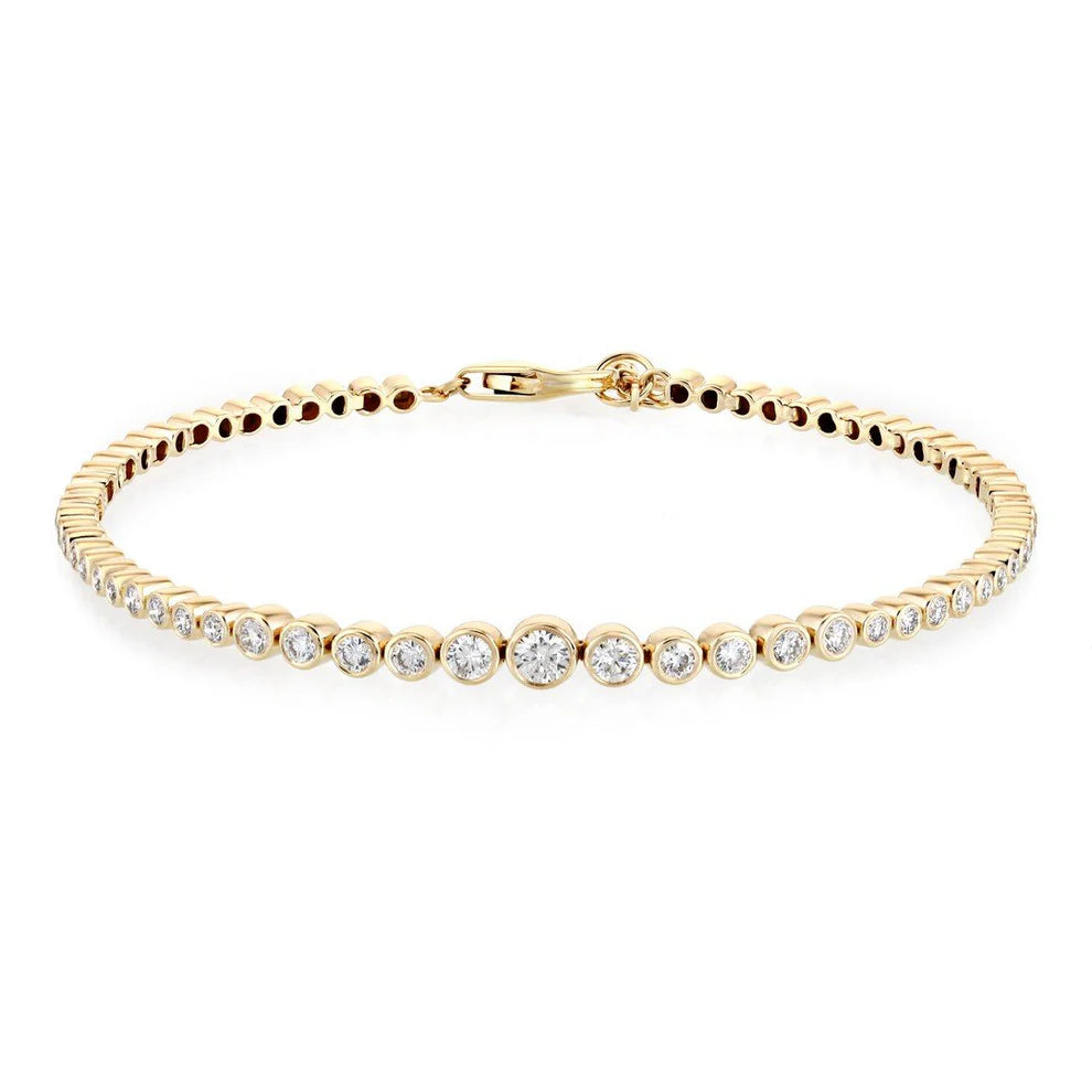 Ladies Bracelets with Howlite-Bezel Set Graduated Diamond Bracelet