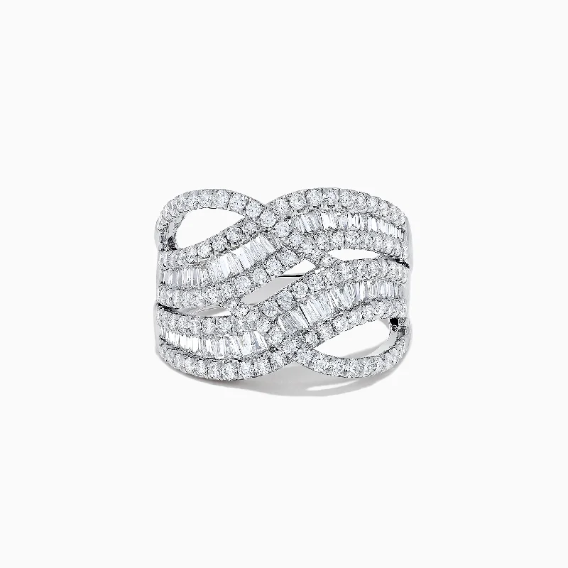 chakra women's rings -Classique 14K White Gold Diamond Waves Ring, 1.66 TCW