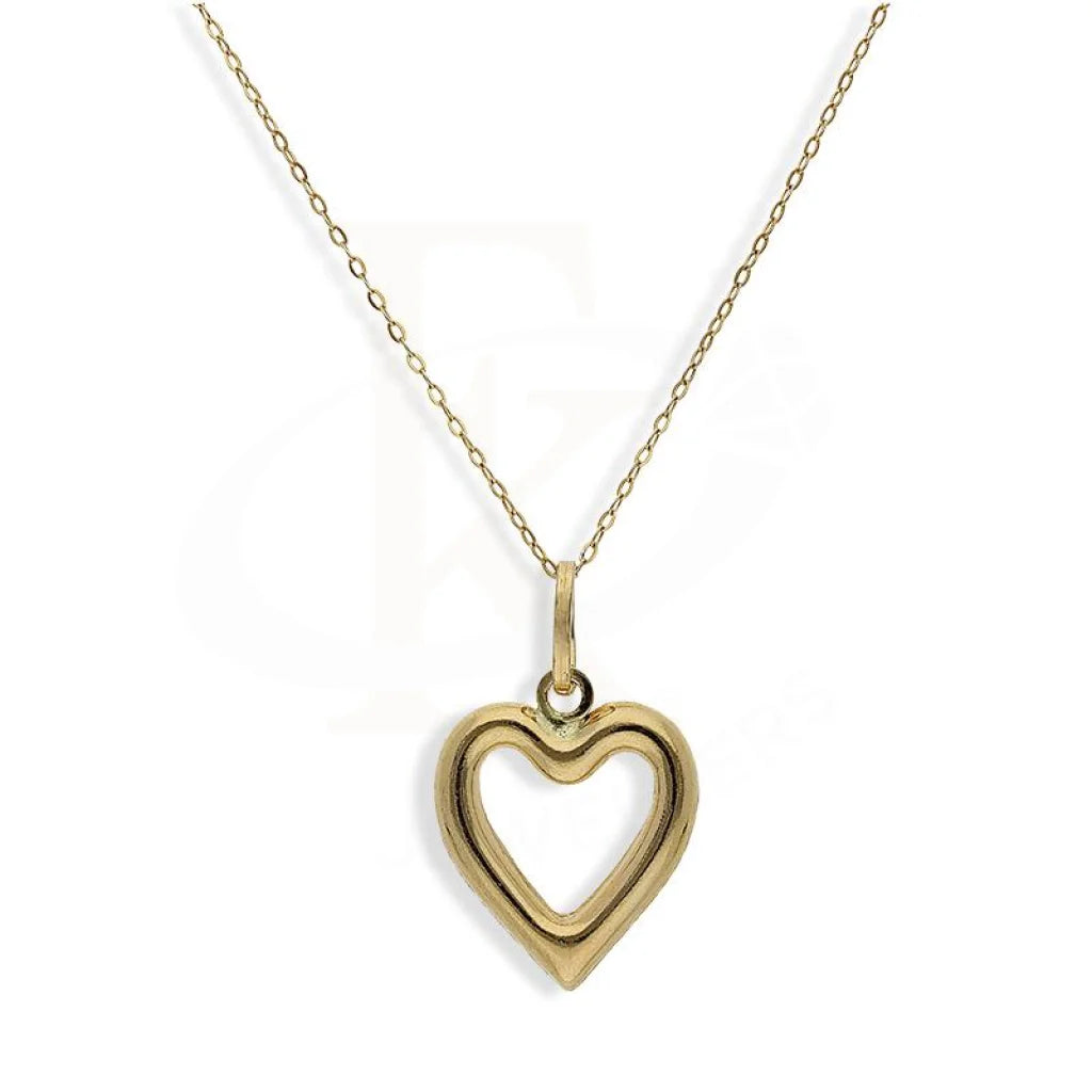 Ladies Christmas Necklaces -Cuban link necklaces for women -Gold Necklace (Chain with Heart Shaped Pendant) 18KT - FKJNKL18K2257