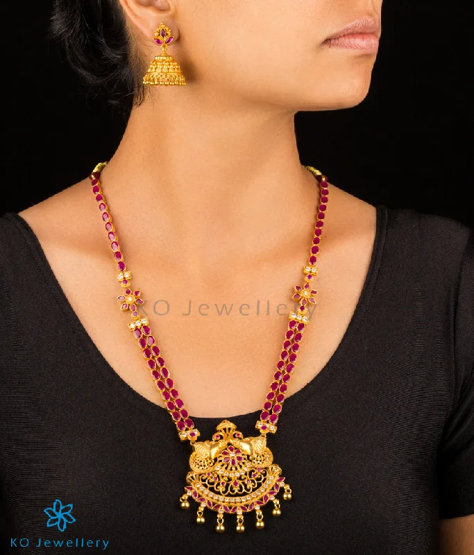 Ladies Agate Necklaces -layered necklaces for women -The Airavata Silver Kempu Necklace