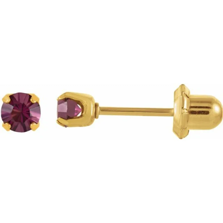 Ladies Travel Earrings -24K Gold-Plated Stainless Steel Imitation Amethyst Inverness® Piercing Earrings