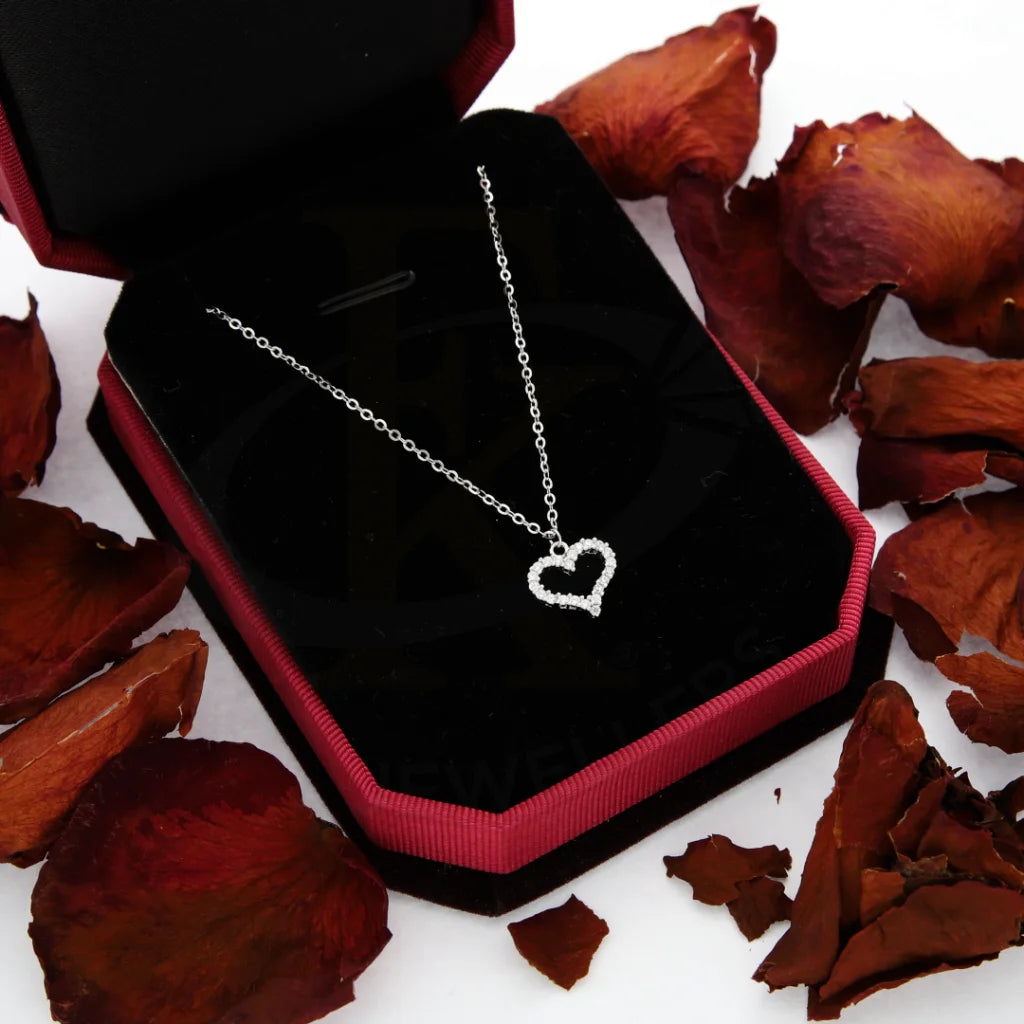 Ladies Mother’s Day Necklaces -trendy fashion necklaces -Sterling Silver 925 Zirconia Floating Heart Necklace - FKJNKLSL8591