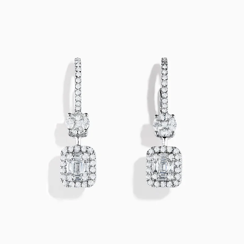 Ladies Farmhouse Earrings -Classique 14K White Gold Diamond Drop Earrings