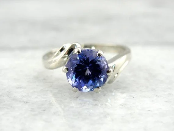 Ethical Engagement Rings -Tanzanite Ring in White Gold for Engagement or Every Day