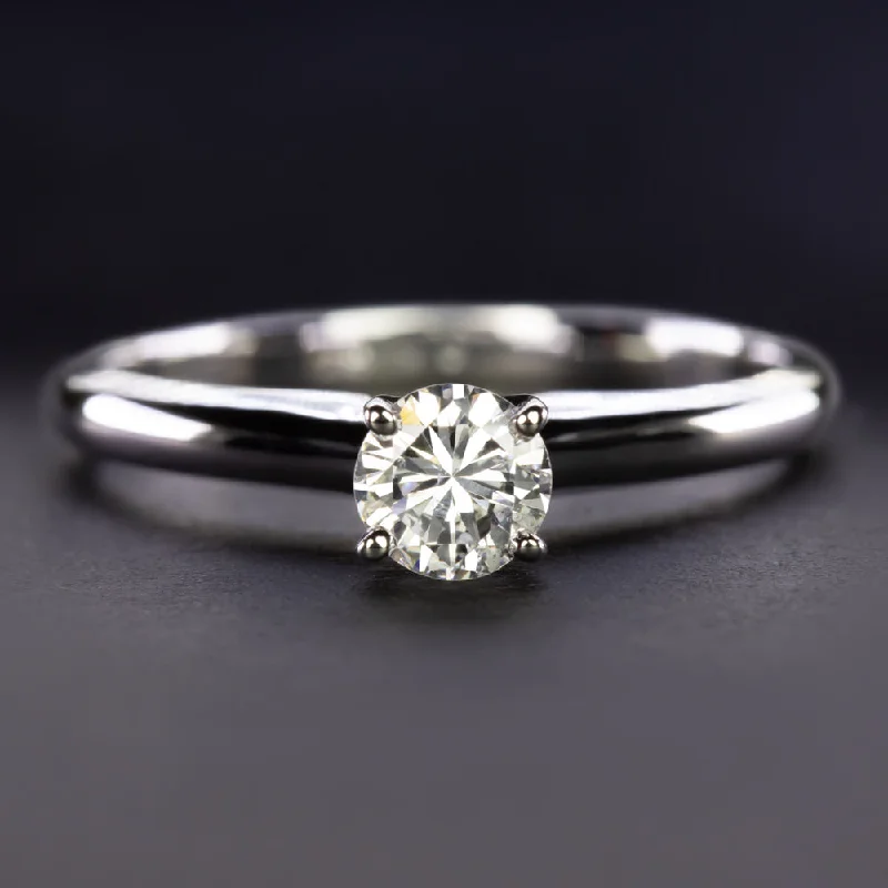 High-End Engagement Rings -DIAMOND SOLITAIRE ENGAGEMENT RING 0.31c F SI1 ROUND BRILLIANT CUT 14k WHITE GOLD