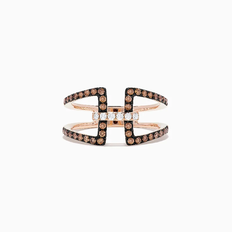 eco-friendly women's rings -14K Rose Gold Espresso and White Diamond Ring