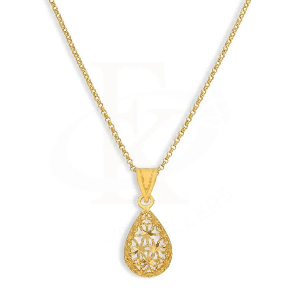 Ladies Quiet Necklaces -zodiac necklaces for women -Gold Necklace (Chain with Pear Shaped Pendant) 21KT - FKJNKL21K3077