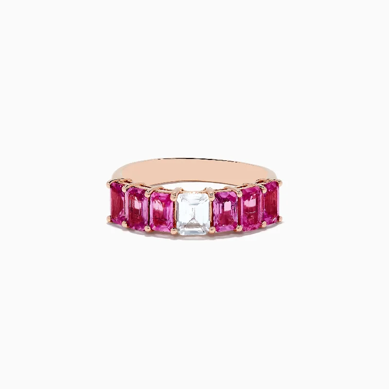 topaz women's rings -14k Rose Gold Pink and White Sapphire Ring