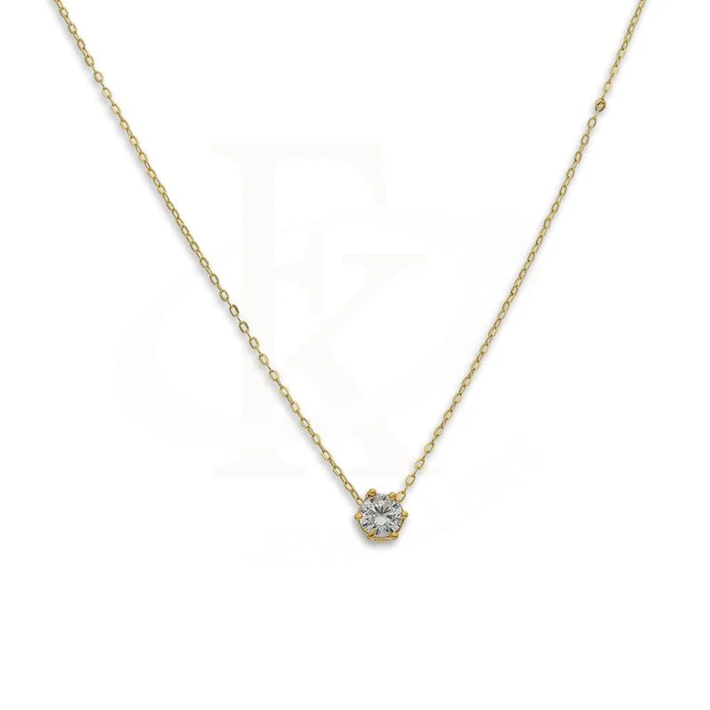 Ladies Gold Necklaces -chunky chain necklaces -Gold Round Shaped Solitaire Necklace 21KT - FKJNKL21K2390