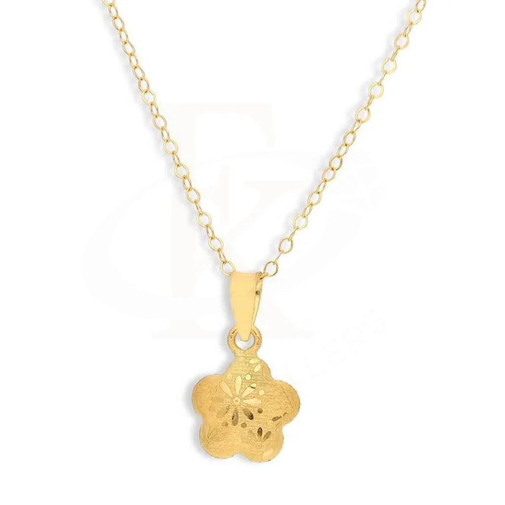 Ladies Fashion Necklaces -engraved necklaces for women -Gold Necklace (Chain with Flower Pendant) 18KT - FKJNKL18K2838