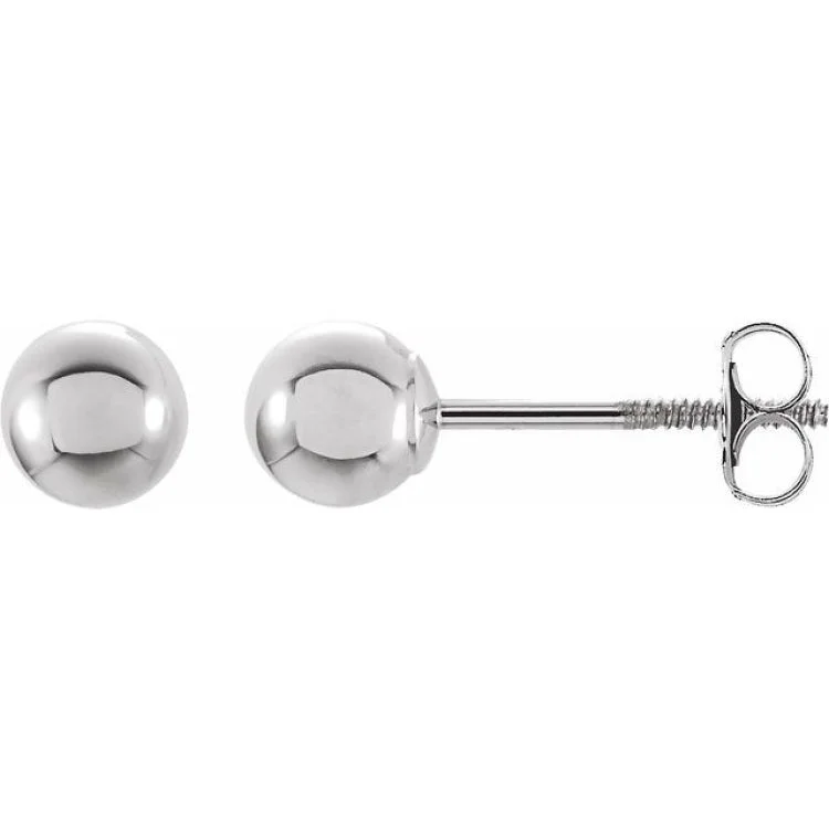 Ladies Whimsical Earrings -14K White 4 mm Ball Stud Earrings