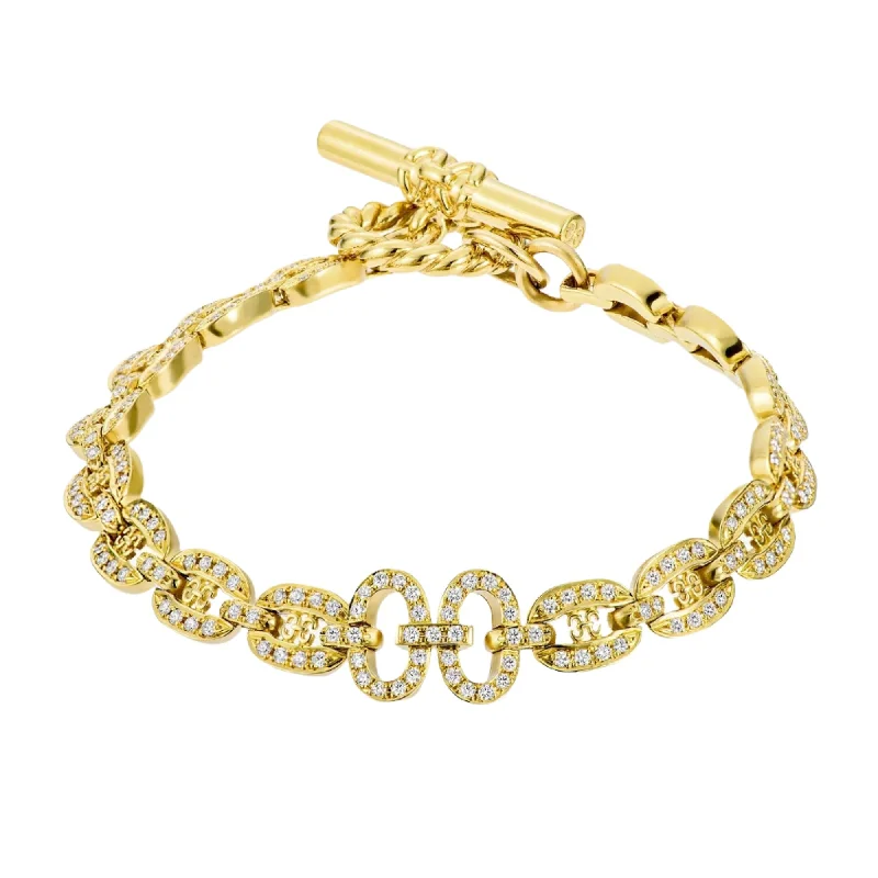 Ladies Bracelets Angel Wing-Links Chain Bracelet with Diamonds, Yellow Gold