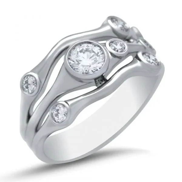 silver women's rings -Organic Bezel Set Ring