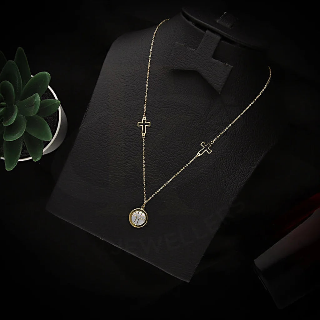 Ladies Polished Necklaces -diamond necklaces for women -Gold Cross Necklace 18KT - FKJNKL18KM5368