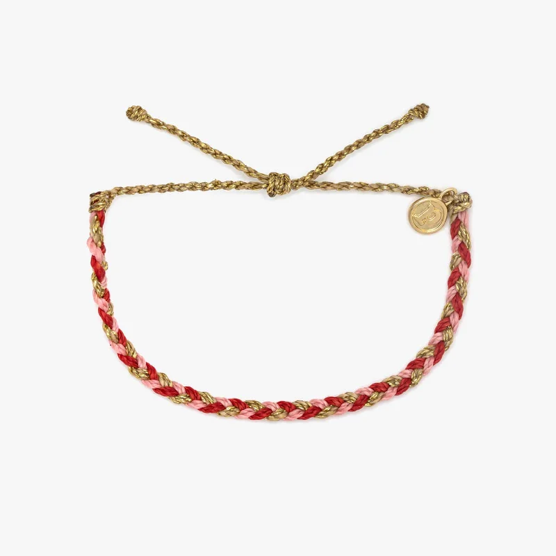 Ladies Bracelets for Friends-Red Cross XOXO Mixed Mini Braided Bracelet