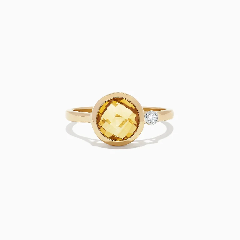 sun and moon women's rings -Sunset 14K Yellow Gold Citrine and Diamond Ring, 1.53 TCW